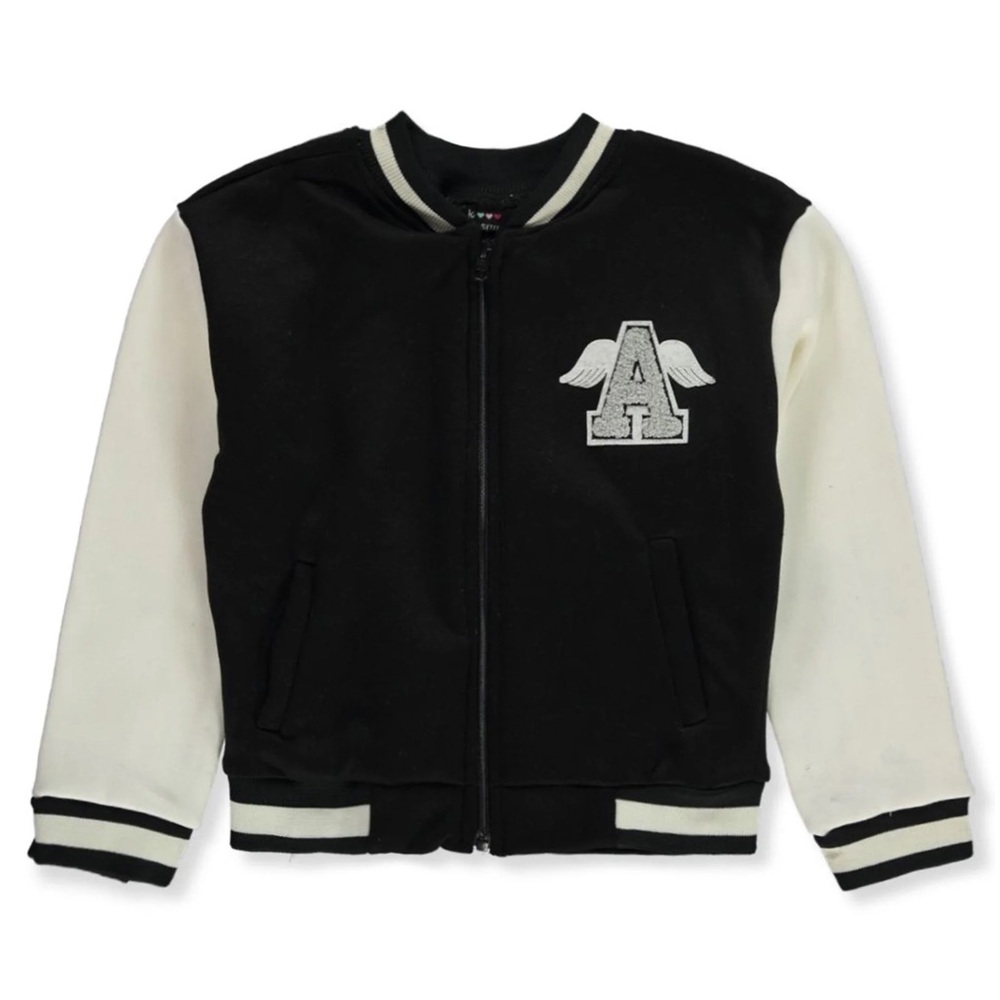 Velvet Black and White Sweatshirt with Ribbed Trim